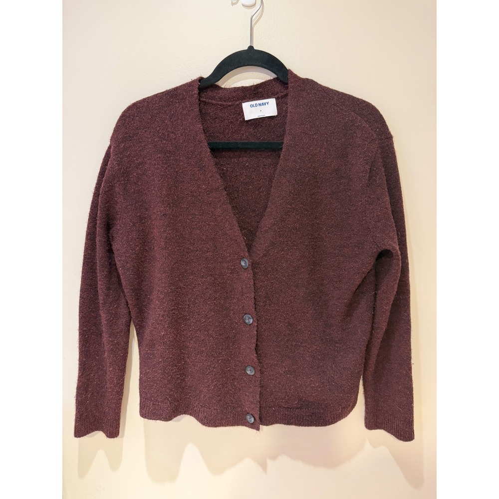Old Navy Womens Burgundy Marl V-Neck Button Front Cardigan Sweater Size M